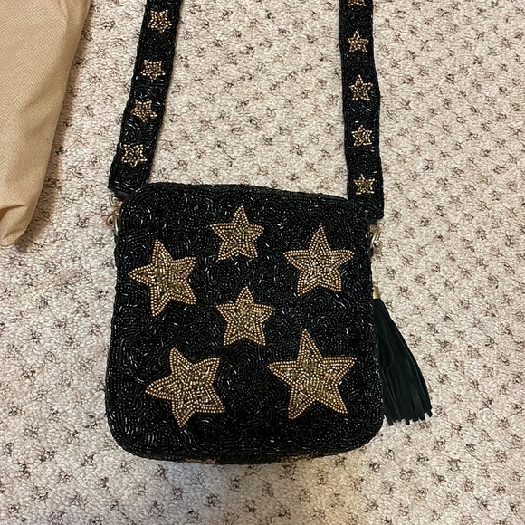 Black and gold star beaded moyna purse - Picture 6 of 6